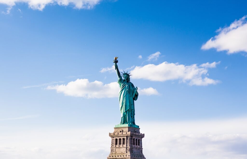 The Statue of Liberty with cloudy beautiful sky